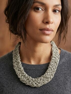 Elegant Braided Beaded Necklace - Silver